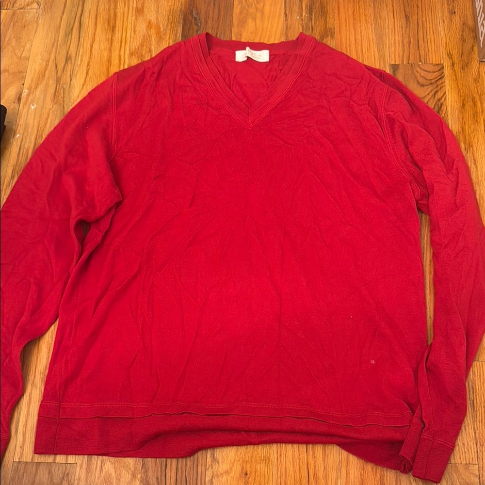 Men's Red V-Neck Sweater